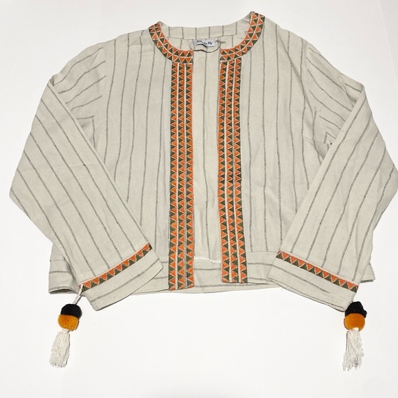 Time For Me Geometric Flair Embroidered Jacket - Picture 2 of 5